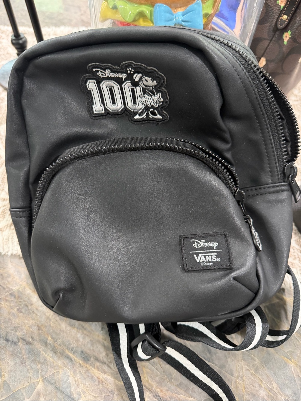 Disney Black Mini Backpack with Mickey 100 Patch